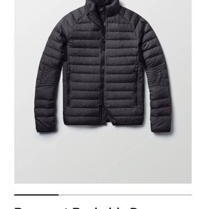 Aether Apparel Packable Down Jacket- Classic Black Puffer Jacket Size M